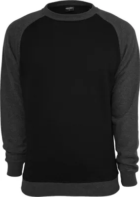 Image de T-shirt à col rond et manches raglan bicolore Urban Classics, taille : XL ; couleur : Charcoal/Noir