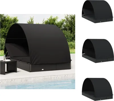 Produktbild von vidaXL Sonnenliege für 2 Personen mit Runddach Schwarz 211x112x140 cm -  Sonnenliegen