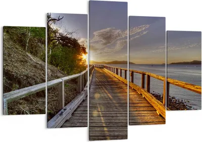 Produktbild von Bild auf Leinwand - Leinwandbild - Fußgängerbrücke Himmel Wasser - 150x100cm - Wand Bild - Wanddeko - Leinwanddruck - Bilder - Kunstdruck - Leinwand bilder - Wandkunst - EA150x100-0125