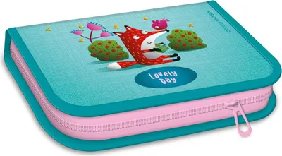 Immagine prodotto di ARS UNA astuccio per matite Lovely Day - volpe in giardino, ripieno, verde-rosa, per ragazze