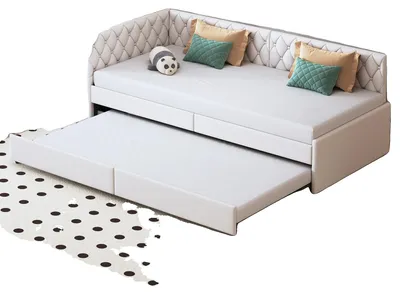 Image de Canapé-lit, design moderne, rangement peu encombrant, beige, 90 × 200 cm