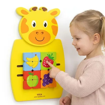 Immagine prodotto di Viga Tavola Manipolativa Giraffa in Legno  Montessori