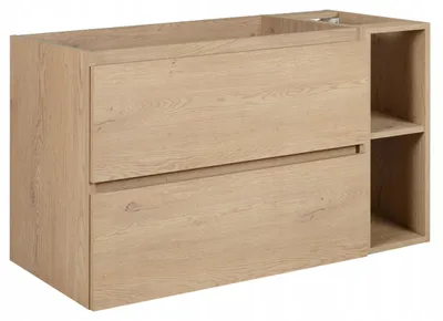 Zdjęcie produktu dla Szafka Łazienkowa Wisząca Pod Umywalkę 100X46 Cm Simon Dąb Jasny Z Regałem