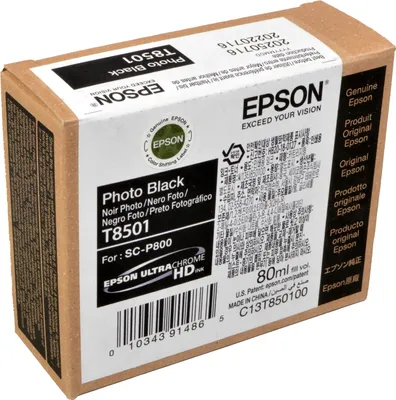 Produktbild von Epson T8501 Photo Black, Schwarz, Tinte auf Pigmentbasis, 80 ml, 1 Stück(e), Einzelpackung