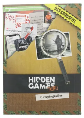 Zdjęcie produktu dla Ukryte gry - Campingkiller - Niemiecki - Realistyczna gra kryminalna, ekscytująca gra detektywistyczna, gra typu escape room