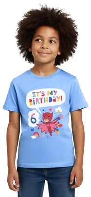 Produktbild von Spreadshirt PJ Masks Eulette Geburtstags Design 6. Geburtstag Kinder T-Shirt, 110/116 (5-6 Jahre), Himmelblau