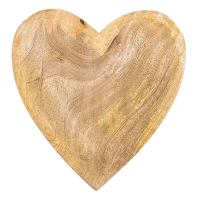 Produktbild von Deko-Teller Herz 26cm Mangoholz Holzteller Holzschale Herzform Tischdeko Natur