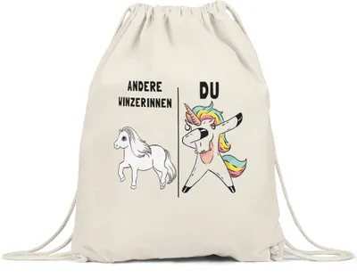 Produktbild von Andere Winzerinnen Du Turnbeutel Gymsack  Pferd Einhorn Humor Lustig Unicorn Geschenk Apotheke