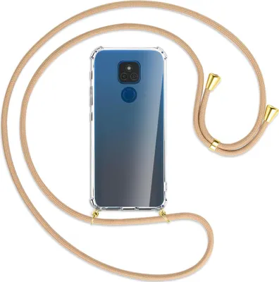 Produktbild von Handykette Backcover-Schutzhülle mit Band (Metall goldfarben) für Motorola Moto E7 Plus - grün/blau/weiß