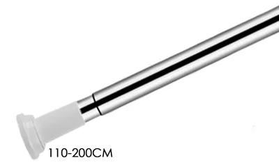 Obrázok produktu pre Peviasot Nerezová tyč na sprchovú závesu 110–200 cm, teleskopická tyč s upínacími svorkami bez vŕtania, Ø 25 mm