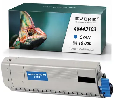 Immagine prodotto di Cartucce compatibili Evoke per stampante OKI C833 C, codice 46443103, colore ciano, resa di 10.000 pagine, compatibili con i modelli C833dn, C833dt, C833n e C843dn