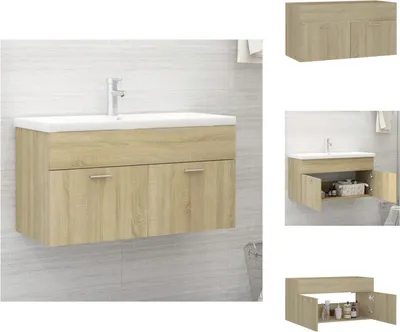 Obrázok produktu pre vidaXL Umývadlová skrinka Sonoma dub 90x38,5x46cm materiál na báze dreva - Kúpeľňové nábytkové zostavy