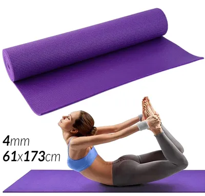 Obrázek produktu pro Podložka na jógu a pilates – tréninková podložka – TPE – protiskluzová – 173 x 61 cm – tloušťka 4 mm – fialová