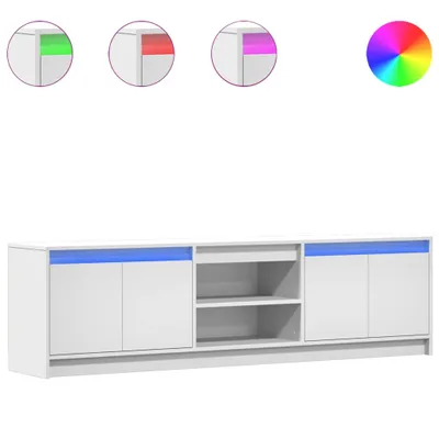 Zdjęcie produktu dla Szafka TV z oświetleniem LED Biała 180x34x50 cm Materiał drewnopochodny
