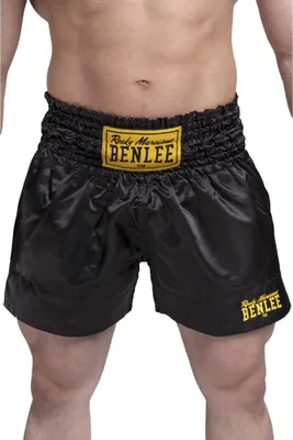 Imagen del producto de Pantalones cortos de boxeo tailandés Benlee, modelo Uni Thai, color negro, talla XL para hombre