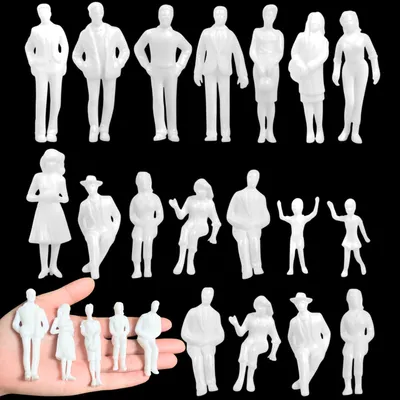 Modellfiguren 20 St. weiß unbemalt 1:25 H0 verschiedene Posen