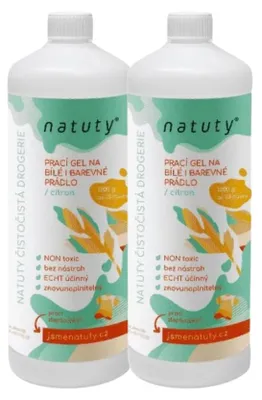 Imagen del producto de Natuty, gel para la ropa, ideal para blancos y colores, con aroma a limón, 1 litro. Paquete económico de 2 unidades