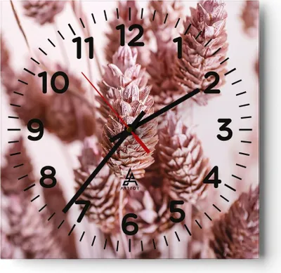Produktbild von Wanduhr - Quadrat - Glasuhr - Getrocknet Blume Eco - 40x40cm - Schleichendes Uhrwerk - Lautlos - zum Aufhängen bereit - Dekoration Modern - Wanddekoration aus Glas - C4AC40x40-4912