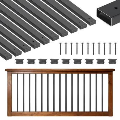 Immagine prodotto di VEVOR - Set da 61 montanti per ringhiere da 915 mm, montanti cavi per scale in acciaio zincato, montanti rettangolari con fori preforati, tappi terminali e viti, per terrazze, verande e scale