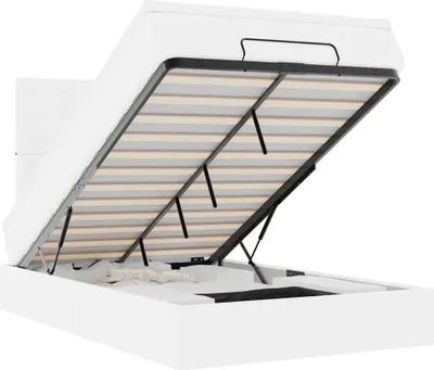 Zdjęcie produktu dla Rama Łóżka Otomana Z Materacem, Biała, 120X200 Cm, Lumarko!