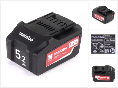 Zdjęcie produktu dla Zestaw akumulatorów Metabo Li-Power 18 V 5,2 Ah (625592000)
