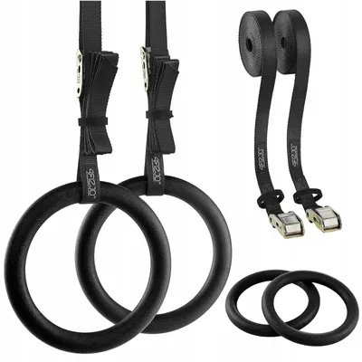 Produktbild von 4FIZJO Gymnastikringe, 2 Stück, für Krafttraining, Crossfit und Bodyweight, schwarz