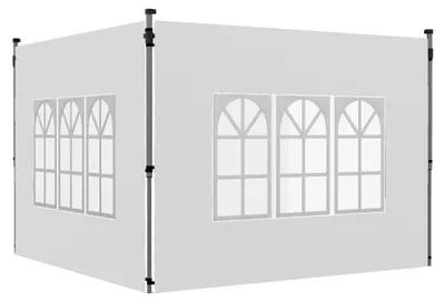 Produktbild von 2er-Set Seitenteile für Pavillon 3x3/3x4 m, Seitenwand mit Fenster, wasserdicht Weiß