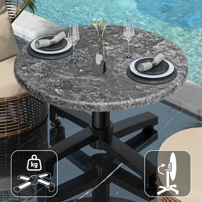 Produktbild von WBO | Jamaika Loungetisch | Ø:H 60 x 40 cm | Felsen / Schwarz | Klappbar | Zusatzgewicht | Bistro Loungetisch Gastro Tisch