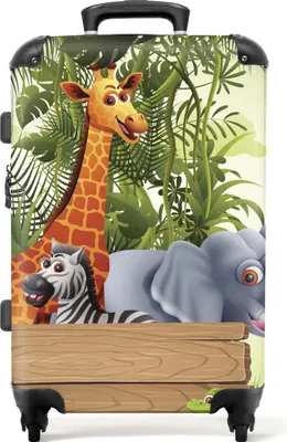 Produktbild von NoBoringSuitcases.com® Großer Koffer - Dschungeltiere - Natur - Kinder - Giraffe - Kombinationsschloss TSA - Hartschalen Trolley 4 Rollen - 72 liter - Reisekoffer - 66 cmKoffer Mittelgroß 67x43x25 cm, 72L,