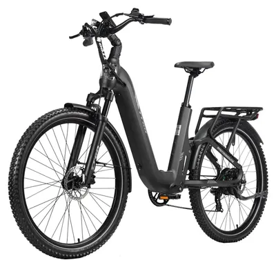 Imagen del producto de Bicicleta eléctrica S6: ideal para ciudad y para rutas. Ruedas de 69,9 cm. Motor de 250 W. Batería de litio de 48 V. Autonomía superior a 60 km. Pantalla LCD. Color: gris