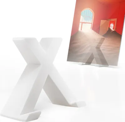 Produktbild von LP Vinyl Ständer Schallplatten Halterung X-förmiger Tischhalter Minimalistische Halterung für LP-Cover Weiß