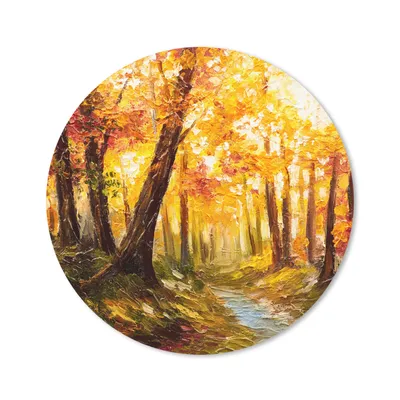 Produktbild von MuchoWow® Mauspad Mousepad Gemälde - Herbst - Wald - Ölgemälde 50x50 cm - Mousepads - Maus Mat - Pad - Mausunterlage - Vinyl