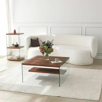 Obrázok produktu pre Skye Decor, Aqua - gaštan, konferenčný stolík, 100 % tvrdené sklo, prírodný, 75 x 75 x 40 cm