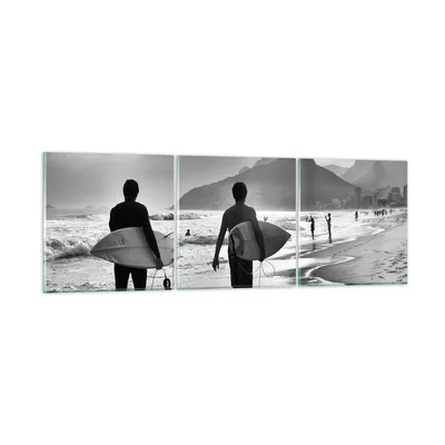 Produktbild von Bilder auf glas - Meer Welle Surfen - 150x50cm - Glasbilder - Wandbilder - Kunstdruck - zum Aufhängen bereit - Wanddekoration aus Glas - Glas Bilder - Wandbild auf Glas - 3 Teile - GCA150x50-3745