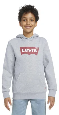 Imagen del producto de Sudadera con estampado tipo "ala de murciélago" para niños de la marca Levi's, color gris jaspeado, talla para niños de 16 años