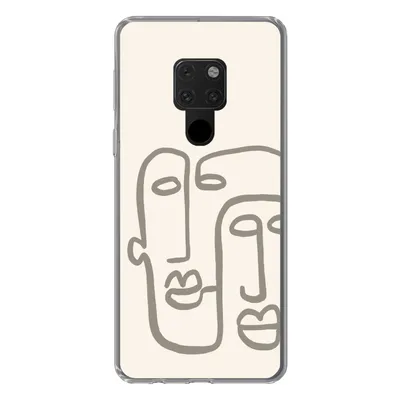 Produktbild von MuchoWow® Handyhülle Schutzhülle Hülle für Huawei P40 Lite Gesicht - Abstrakt - Strichzeichnung Silikon Softcase Handy Hülle - Handy