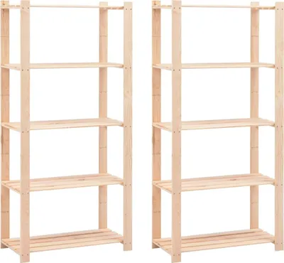 Obrázek produktu pro Úložný regál 5 polic 2 ks 80x38x170 cm masivní borovice 250 kg