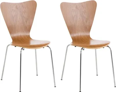 Zdjęcie produktu dla 2x Ergonomiczne krzesła dla gości - Krzesła do poczekalni - Wygodne siedzisko, możliwość sztaplowania | Kolor: dąb
