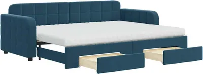 Obrázok produktu pre vidaXL Rozkladacia posteľ so zásuvkami Modrá 80x200 cm Zamatová