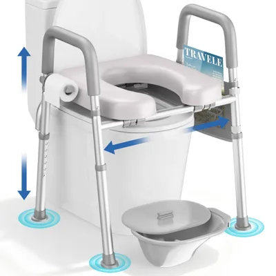 Immagine prodotto di Sedia da toilette leggera con maniglie - Altezza regolabile - Portatile e confortevole