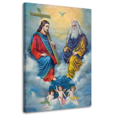 Immagine prodotto di Quadro su tela Santissima Trinità 60x90 cm Feeby blu quadro da parete pronto per essere appeso