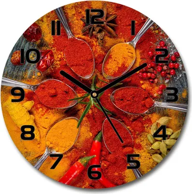 Produktbild von Wanduhr aus Glas 30fi Glasbild Glasuhr Gehärtetes Glas - schwarze-zeiger - Spices