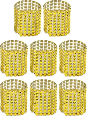 Produktbild von 8pcs/set serviette Kreise Anti-Deformation Rostproofes Hohlfest-Strass-Strass-Strass 8 Zeilen Banketttuch-Serviette für Party-Golden
