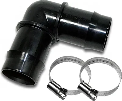 Produktbild von Pool Winkel 90° Schlauchverbinder Schlauchtülle Ø 32 mm + 2 Edelstahl Schlauchschellen