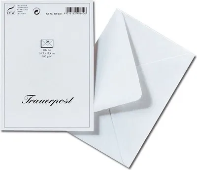 Produktbild von DFW 400640 Trauerhülle - Kuverts C6, 20 Stück gefüttert, Trauerpost