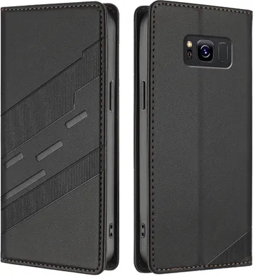 Image de Étui pour Samsung Galaxy S8, étui portefeuille en cuirPolyuréthaneavec fente pour carte et fonction stand Schwarz