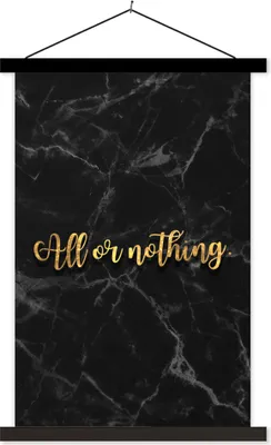 Produktbild von MuchoWow® Textilposter Sprichwörter - Marmor - Gold - Schwarz 60x90 cm mit schwarzem Rahmen - Poster Wohnzimmer