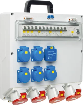 Produktbild von as-Schwabe FIXO Wandverteiler Festanschluss auf 5xSchuko 4xCEE 400V 16A 32A IP44
