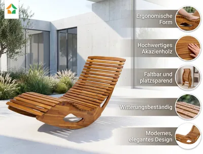 Produktbild von Ergonomische Schwungliege aus Akazienholz - faltbar