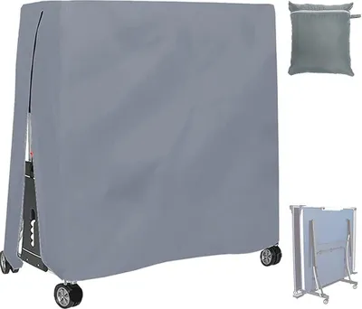 Produktbild von Abdeckung für Terrassen-Tischtennisplatte, 210D, wasserdicht, für drinnen und draußen, faltbar, für Tischtennisplatten (grau)
